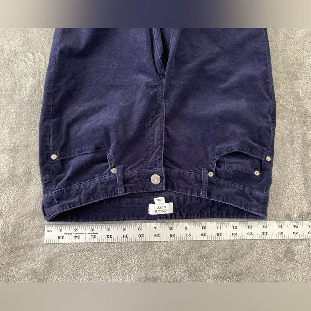 Crown & Ivy Skinny Corduroy Pants Womens 4 Blue Ankle Preppy Casual - Picture 8 of 11